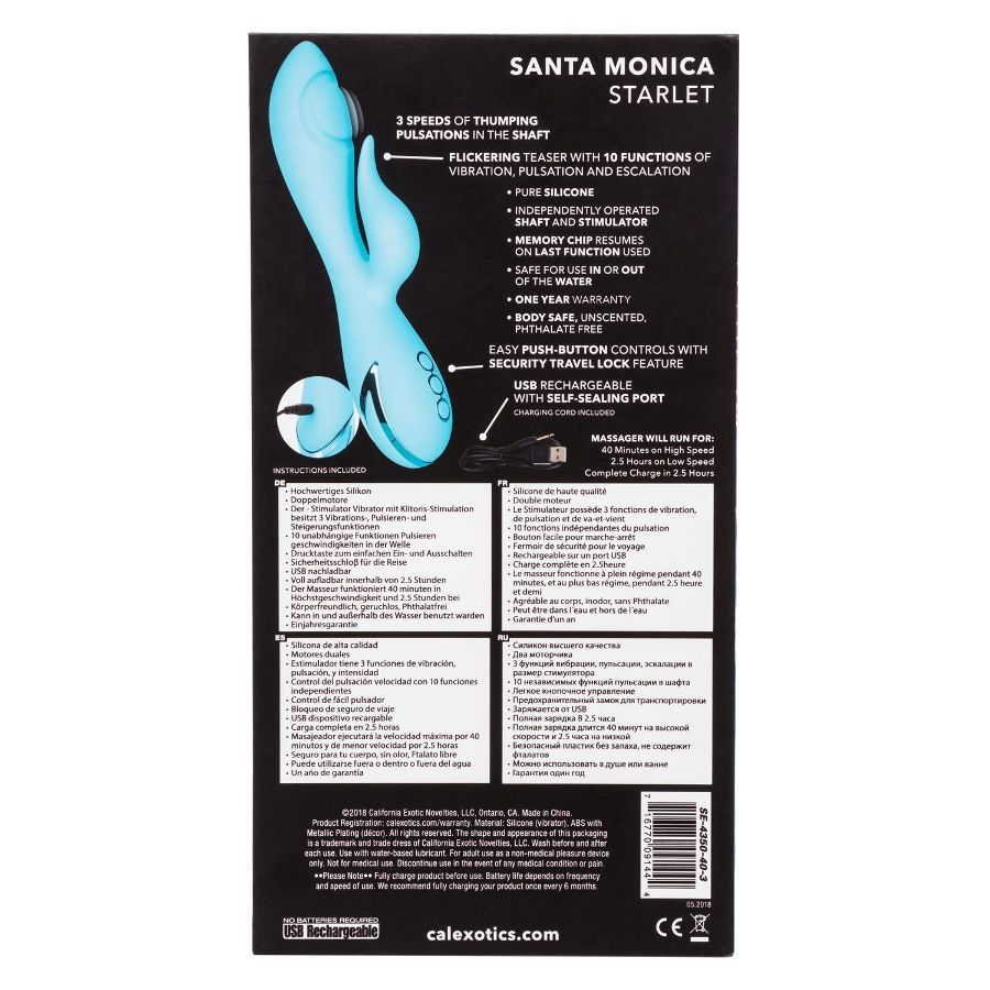 The playful California Dreaming Collection brings star-studd... CEN - CalDream Santa Monica Pulsation Vibrator - Blue photo-11