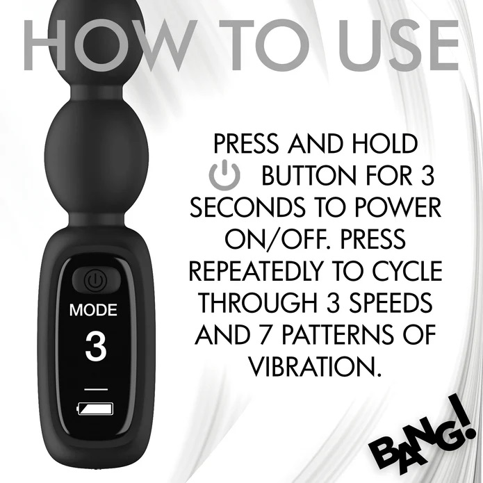 Buzz your bum with these graduated, silicone anal beads! Sta... Bang! - Digital Vibro Beads - Black photo-7