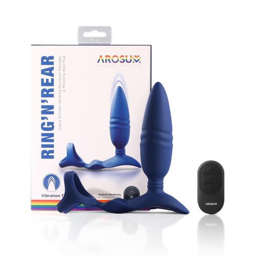 The Arosum Ring’n’Rear delivers stimulation from every angle... Arosum - Ring’n’Rear Thrusting Plug - Blue photo-11