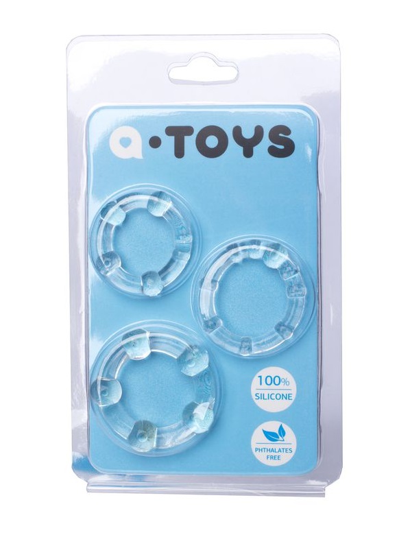 Erection silicone rings for strengthening an erection and pr... A-Toys - Cock Rings Set 3pcs - Clear photo-3