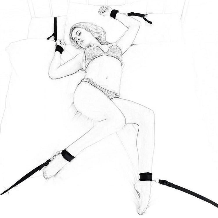 Under mattress restraint system with 4 clips, fully adjustab... Liebe Seele - Under Bed Restraint System - Gold photo-2