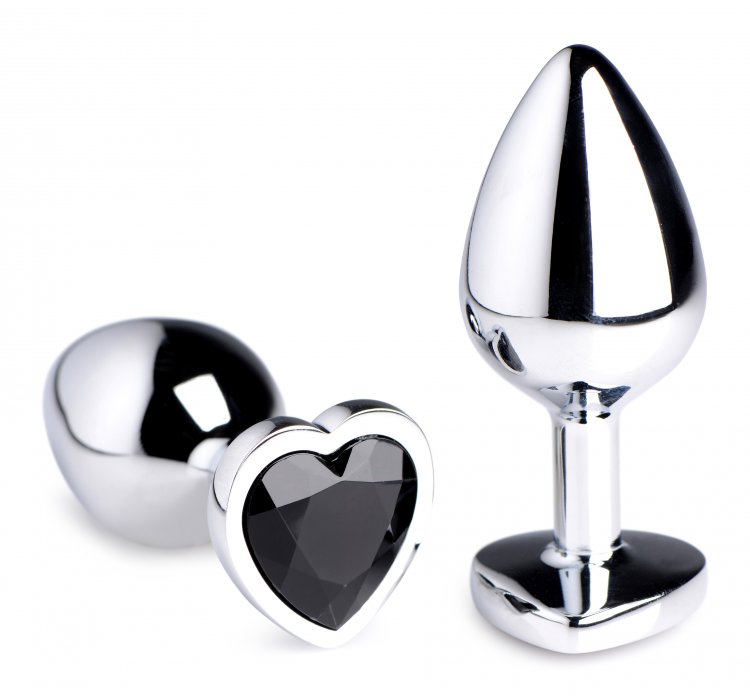 Decorate your derriere with this Dark Heart Anal Plug! The m... Booty Sparks - Heart Gem Anal Plug M-size - Black photo-7