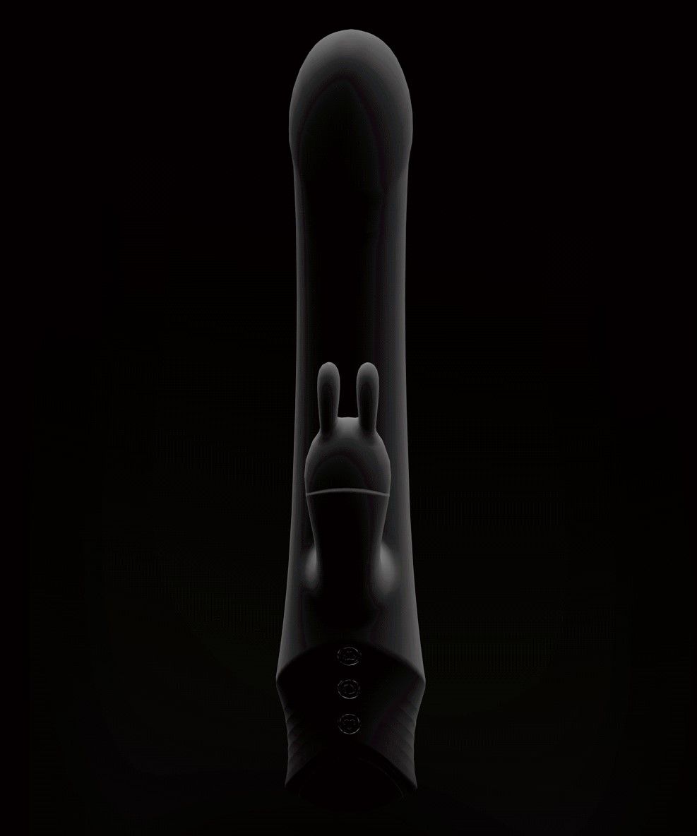This dual-action rabbit vibe rotates and thrusts on your G-s... Drywell - Rotating & Thrusting Rabbit Vibrator - Black photo-6