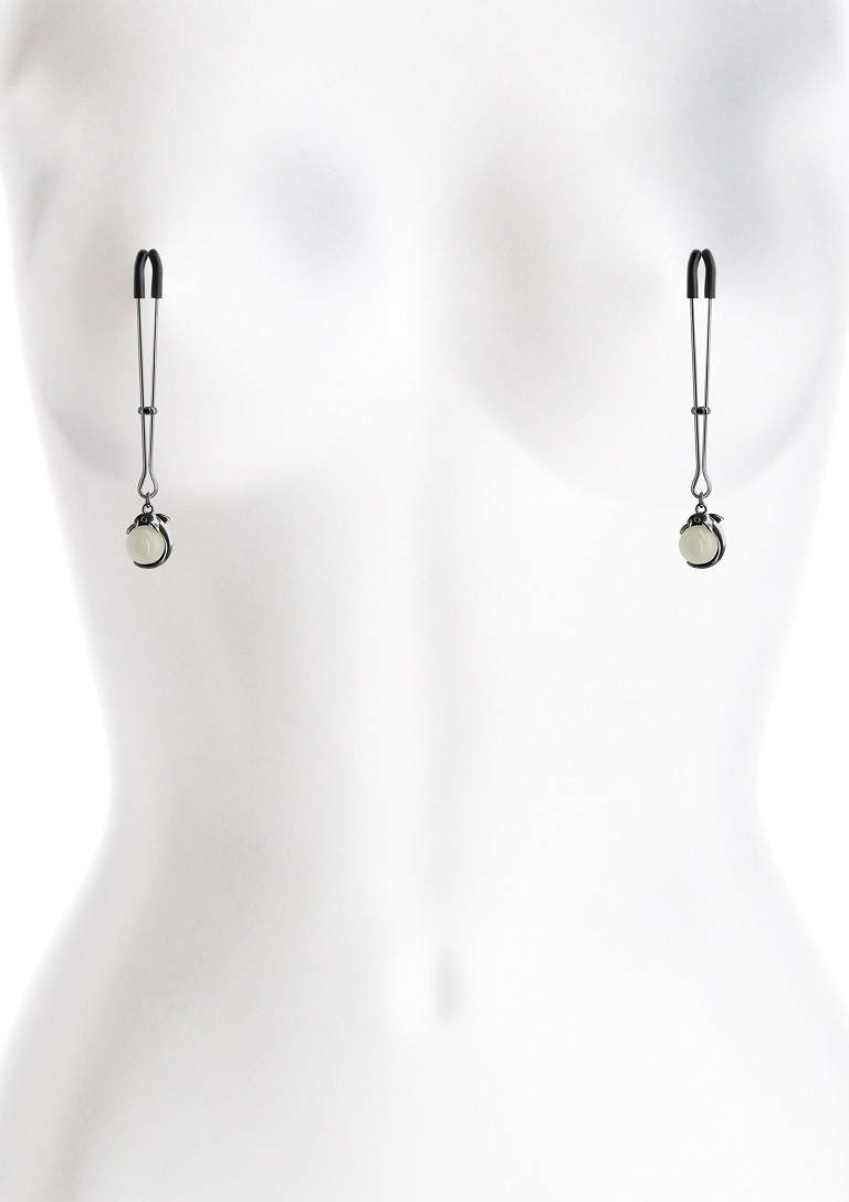 Experience the electrifying allure of Bound Adjustable Nippl... NS Novelties - Bound G1 Pearl Nipple Clamps - Black photo-3