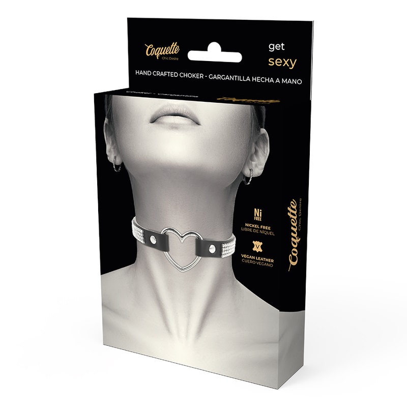 Discover Coquette Shokers! The perfect complement for your f... Coquette - Choker Heart Vegan Leather - Black photo-5