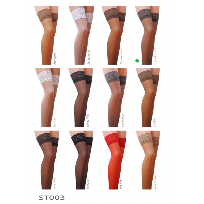 Self-supporting stockings with lace, two strips of silicone,... Passion - ST003 Stockings - Brown - 1/2 photo-4