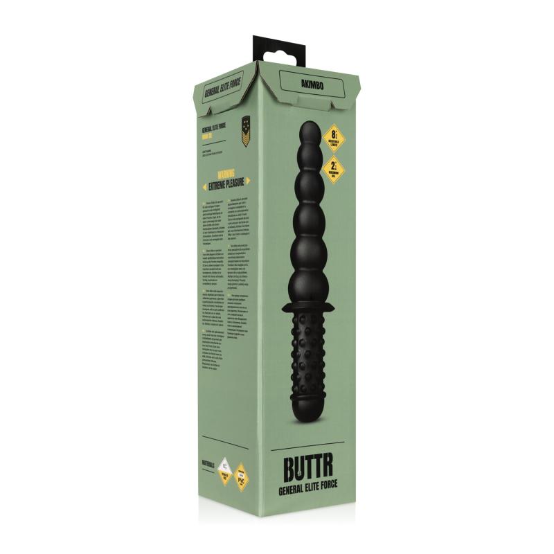 This double sided dildo is not for the fainthearted! Through... BUTTR - Akimbo Double Dildo - Black photo-7
