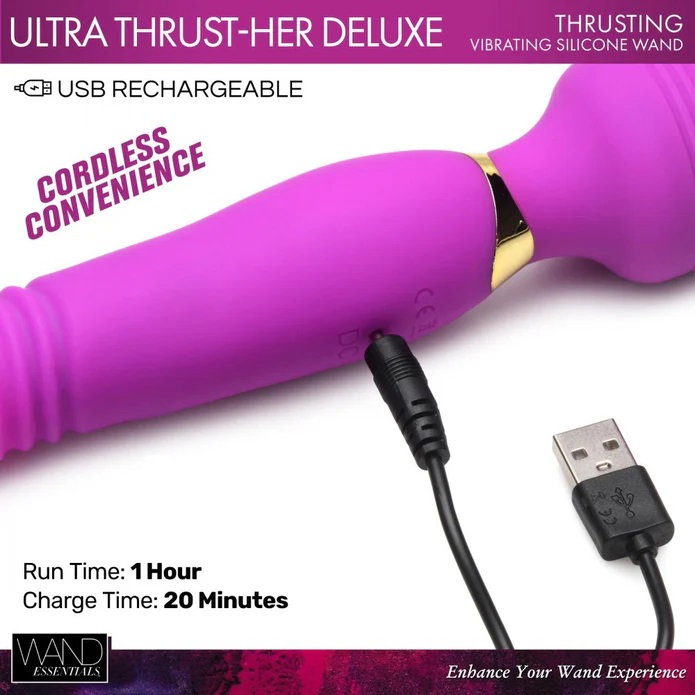 Give yourself the best pleasure both inside and out with thi... Wand Essentials - Ultra Thrust-Her Deluxe Massager - Purple photo-8