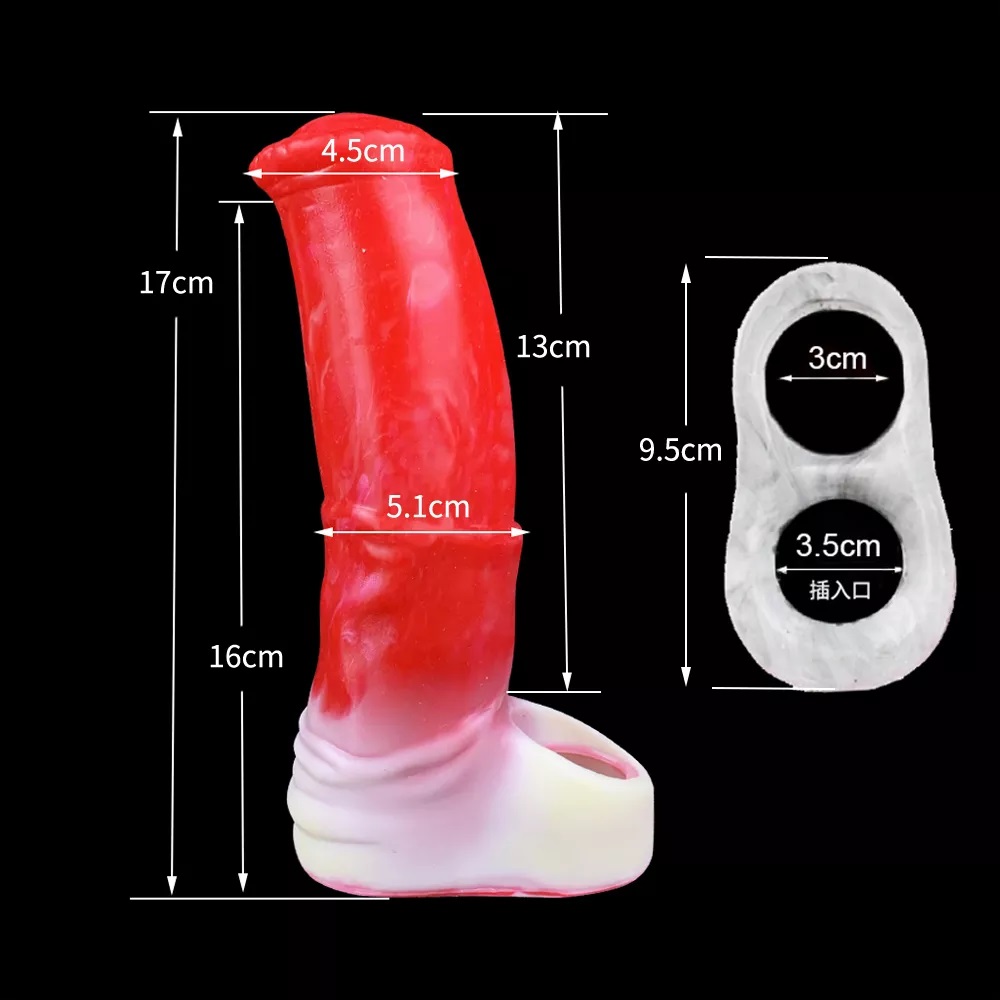 Material: silicone
Intotal L: 17.4cm
Insert L: 15.5cm
Outer ... FAAK - Big Dog Cock Sleeve - Hellfire photo-4