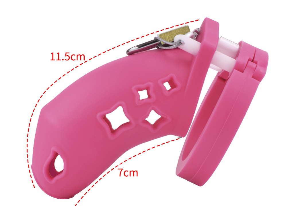 Cage high: 70mm &nb... FAAK - Silicone Chastity Cage 123 - Pink photo-5