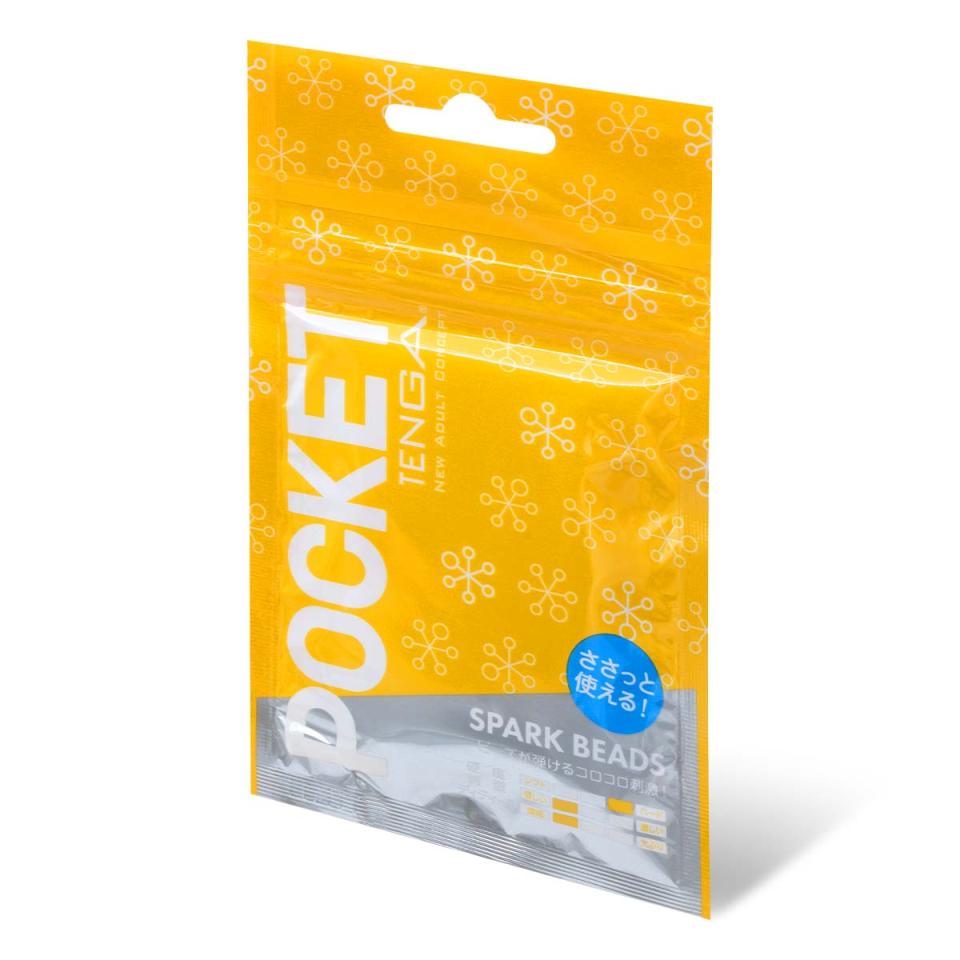 The Pocket Tenga is super stretchy and will fit almost any s... Tenga - Pocket Block Spark Beads - Yellow photo-2