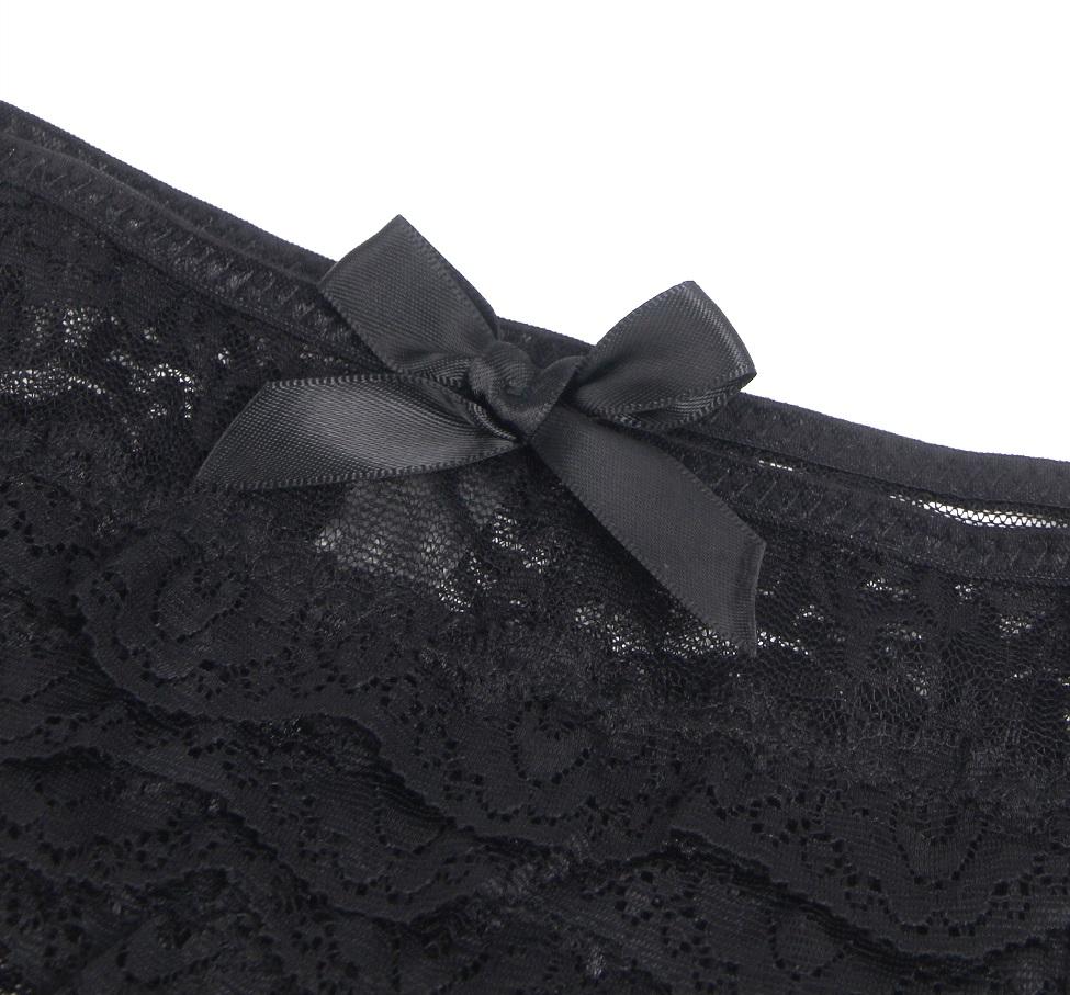 Waist and leg elastic band design, great elasticity, fits th... Ohyeah - Lace Crotchless Panty - Black - L photo-10