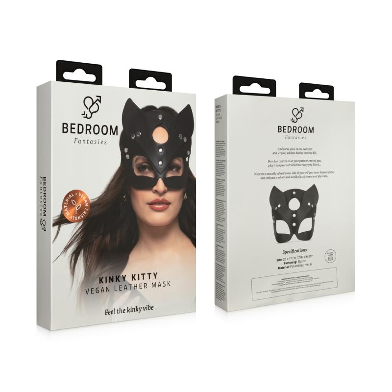 Transform your intimate moments with this stylish leather ki... Bedroom Fantasies - Kinky Kitty Face Mask - Black photo-6