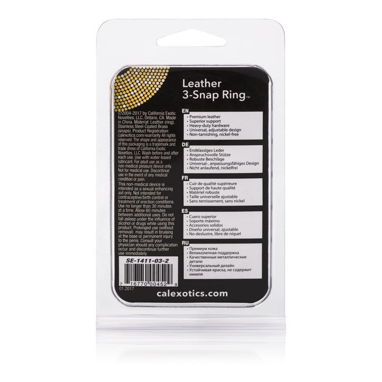 Extend your personal pleasure and stamina with the easy to u... CEN - Leather 3-Snap Ring - Black photo-7