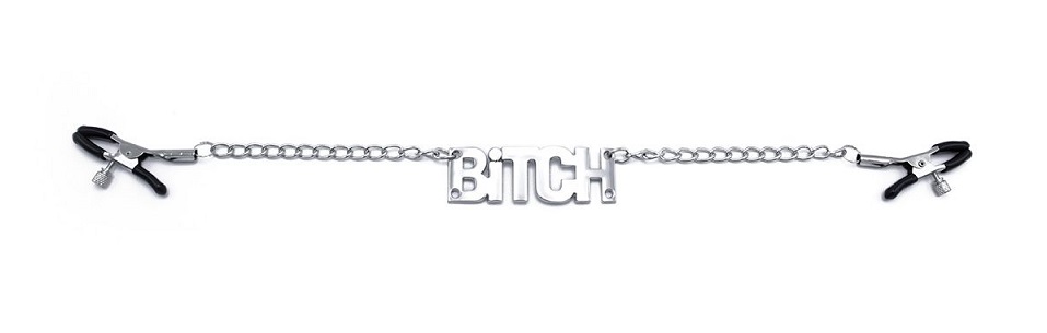 Tag your partner with this incredible name label thack hangs... Kiotos - Bitch Chain Nipple Clamps photo-3
