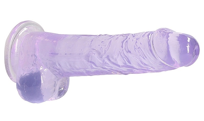 This REALROCK CRYSTAL CLEAR model has been designed with rea... RealRock - 8" Realistic Dildo w Balls - Purple photo-4