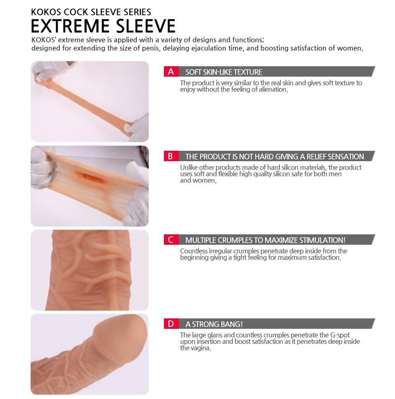 Kokos Extreme Sleeve ES-005 - very elastic nozzle on the pen... Kokos - Extreme Realistic Cock Sleeve S - Flesh photo-5