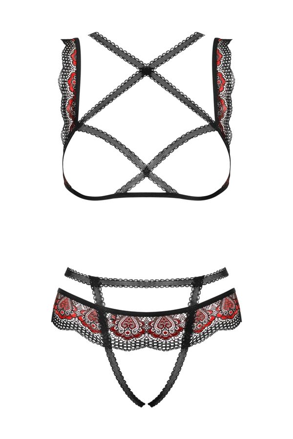 Extremely spicy and feminine set! You want to show him more?... Obsessive - Megies 2 pcs Set - Black - L/XL photo-7