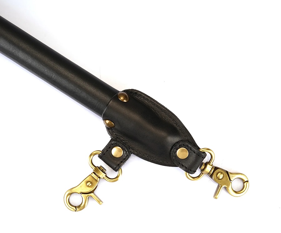 Samurai-inspired bondage accessories, embodying the spirit o... Liebe Seele - Samurai Leather Spreader Bar - Black photo-2