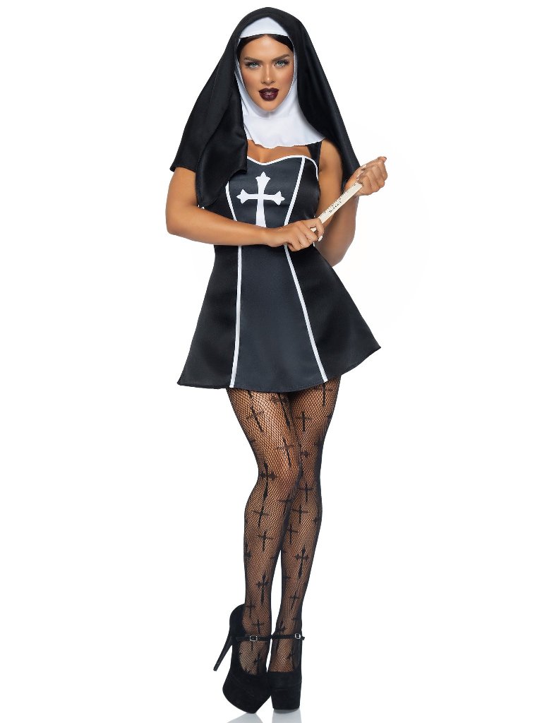 No amount of Hail Marys will absolve you of how sinfully sex... Leg Avenue - Naughty Nun Costume - Black - S photo-5