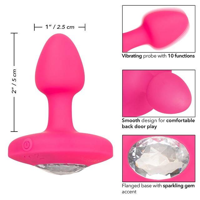 The Cheeky Gem Small Rechargeable Vibrating Probe is a dazzl... CEN - Cheeky Gems Small Vibro Plug - Pink photo-7
