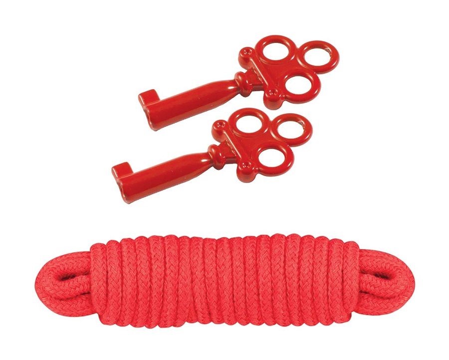 Sinful Metal Cuffs with Keys & Love Rope are your ticket to ... Nasstoys - Sinful Metal Hand Cuffs w Rope - Red photo-3