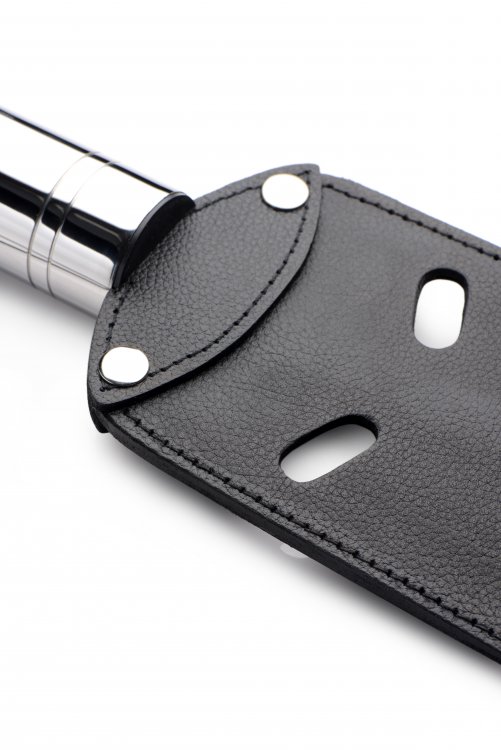 Make an impact with this heavy-duty paddle, featuring holes ... Strict - Leather Paddle w Slots - Black photo-4