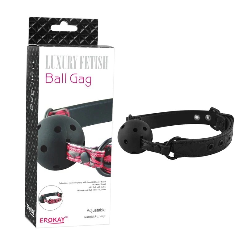 This perforated gag lets you restrict the speech of your sub... Erokay - Pyramid Ball Gag - Black photo-2