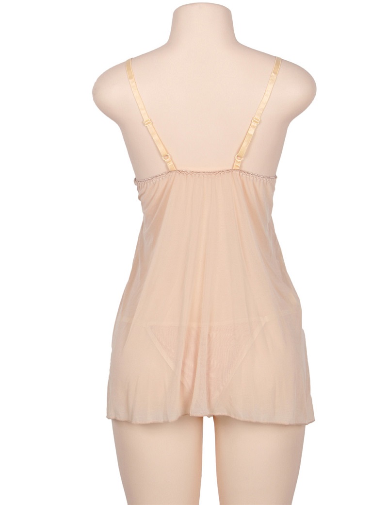 Elegant lingerie dress set with matching panties
Material&n... Ohyeah - Mesh Babydoll Set - Beige - XL photo-6