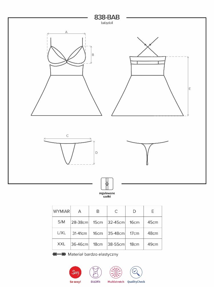 Do you like to warm up the atmosphere in your bedroom? You’l... Obsessive - 838-BAB-1 Babydoll & Thong - Black - XXL photo-10