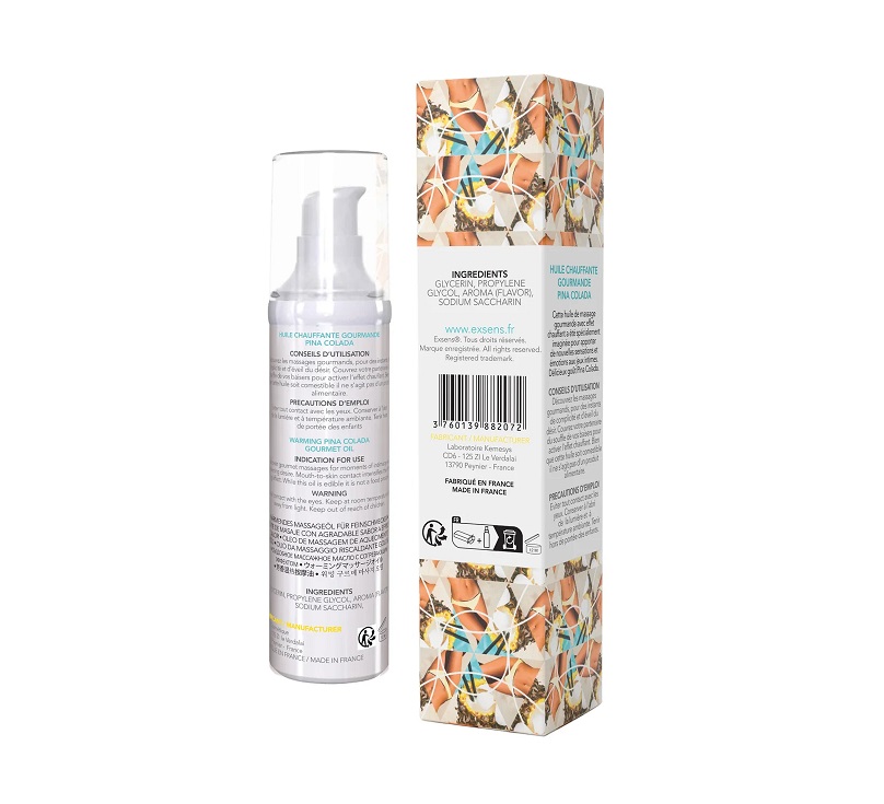 This warming gourmet massage gel is ideal for foreplay. When... Exsens - Pina Colada Warming Massage Oil - 50ml photo-5