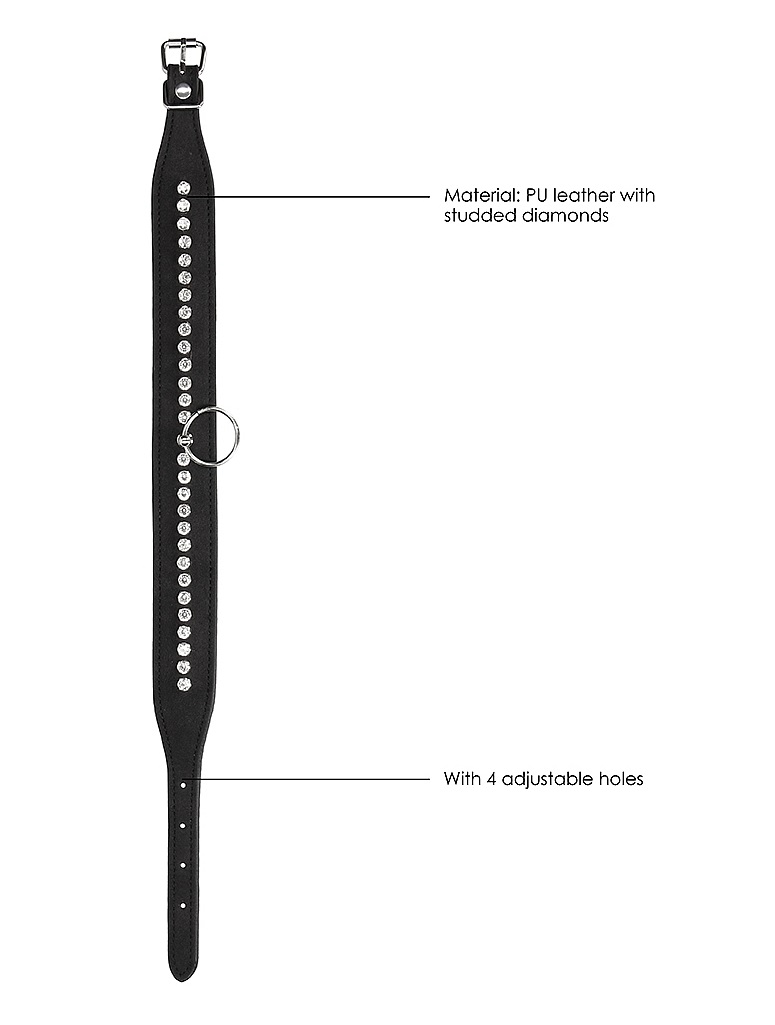 Get ready to please or receive in the intense Diamond BDSM l... Ouch - Diamond Studded Collar w Leash photo-5