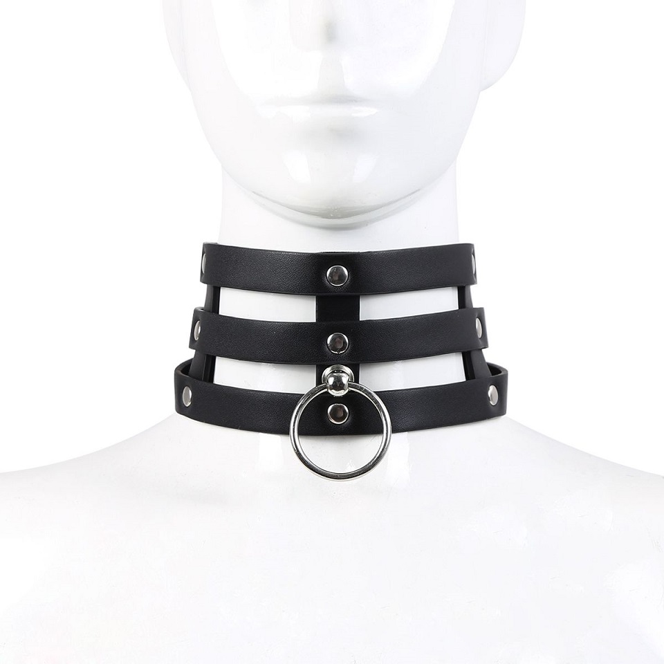 Discover the epitome of allure and sophistication with our T... Kiotos - Tripple O-Ring Strap Collar - Black photo-3