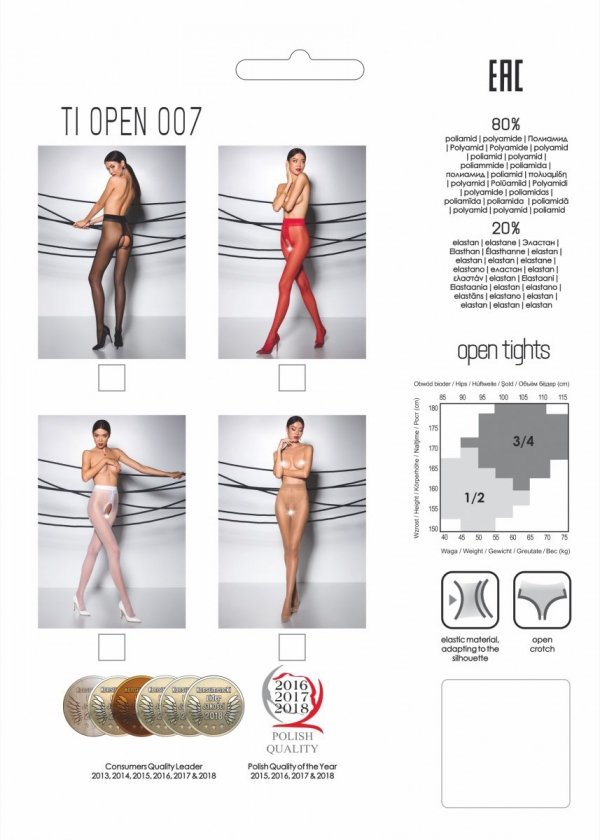 Exclusive tights with an open crotch. A classic, elegant mod... Passion - Tiopen 007 Pantyhose - White - 3/4 photo-3