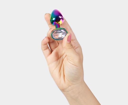 This Jewelled metal beginner's butt plug is perfect for ... Secret Play - Metal Anal Plug S - Rainbow photo-2