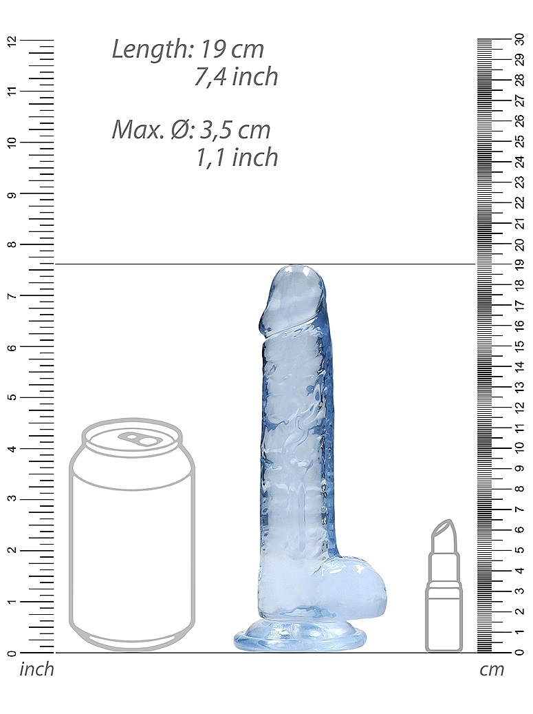 This REALROCK CRYSTAL CLEAR model has been designed with rea... RealRock - 7" Realistic Dildo w Balls - Blue photo-7