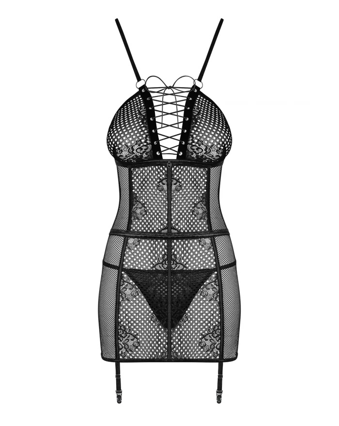 Did you feel like a bit of hot impressions? This chemise wil... Obsessive - Basitta Chemise & Thong - Black - S/M photo-7