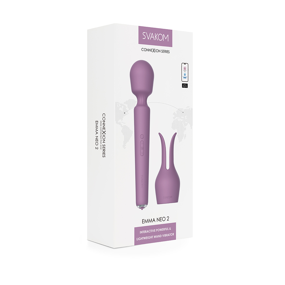 Emma Neo 2 comes with a versatile rabbit ears attachment for... SVAKOM - Emma Neo 2 Interactive Wand Vibrator - Romantic Rose photo-10