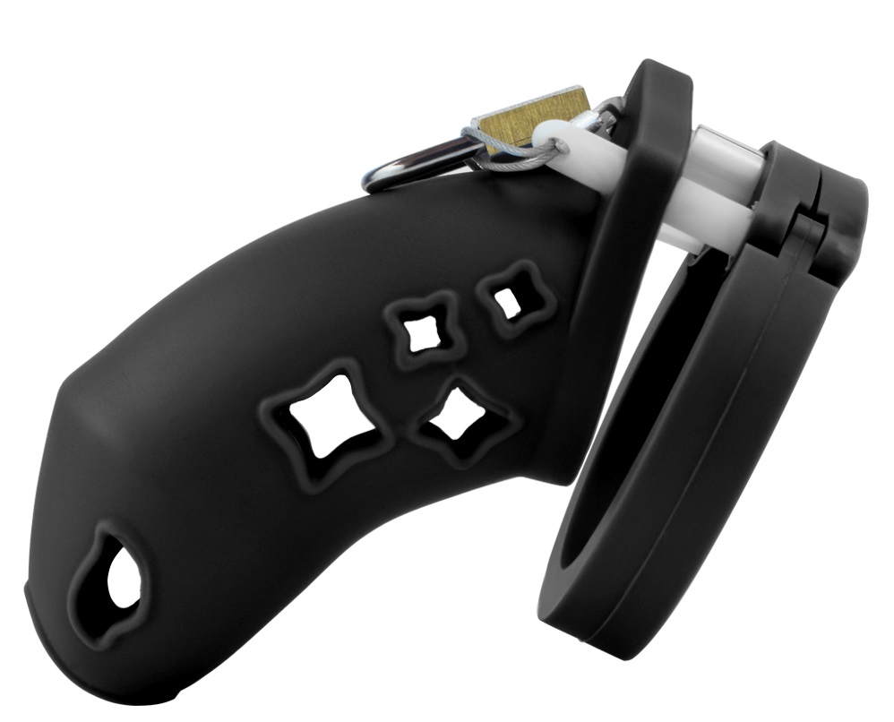 Cage high: 70mm &nb... FAAK - Silicone Chastity Cage 123 - Black photo-3