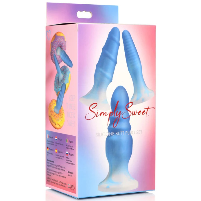 This set of three plugs gives you the best in variety of siz... Simply Sweet - Butt Plug Set 3 pcs - Blue photo-12