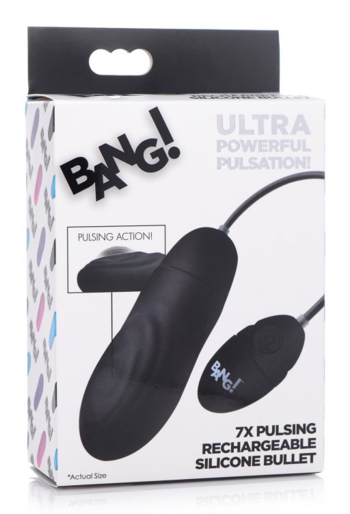 Satisfy your urges with this intense pulsing bullet! For tho... Bang! - 7X Pulsing Vibro Bullet - Black photo-5
