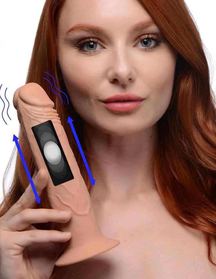 Featuring realistic details for a genuine feel in your hands... Thump It - 7X Remote Control Thumping Vibro Dildo - Medium photo-6