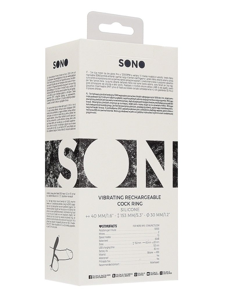 With two F1 motors revving up to 12000RPM and boasting 10 di... Sono - #88 Vibro Cock Ring - Black photo-10