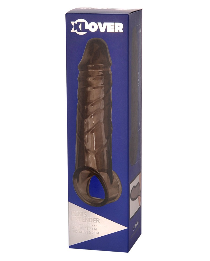 The scrotal ring stretches well to keep the scrotum in the c... XLover - Realistic Penis Extender Sleeve - Black photo-7