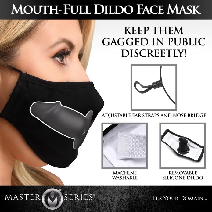 Train your partner to keep a dong in their mouth and secretl... Master Series - Dildo Face Mask - Black photo-4