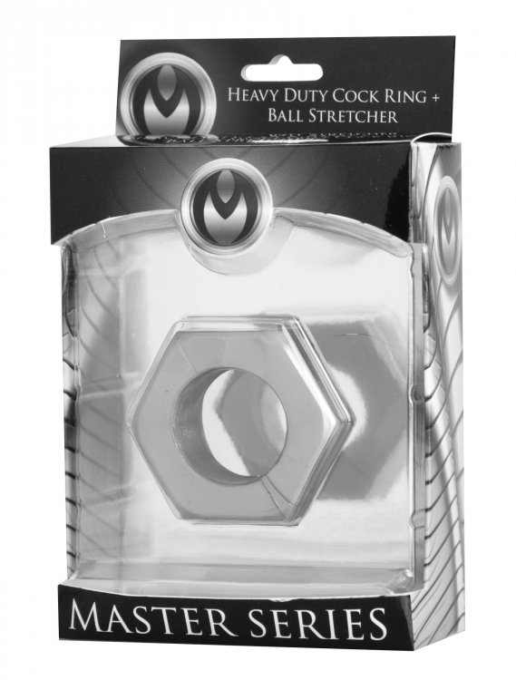 Designed for a tight fit for long lasting erections, this nu... Master Series - Hex Heavy Duty Cock Ring & Ball Stretcher - Silver photo-4