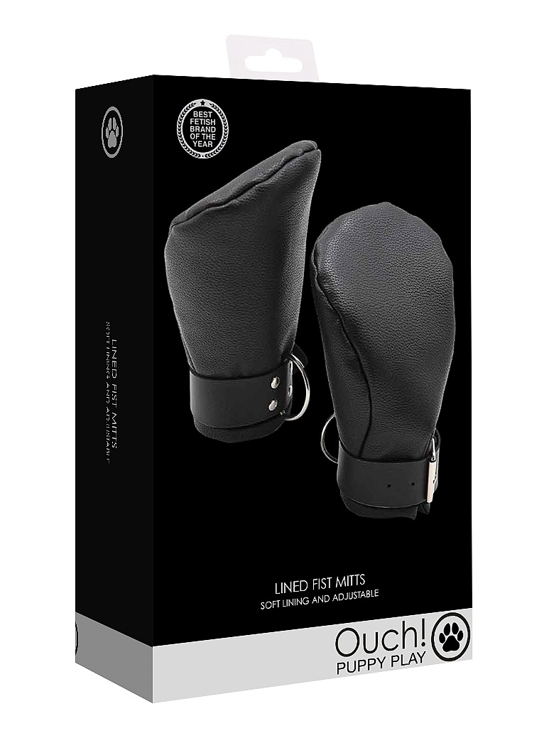 Send your partner to obedience school with the Ouch! Puppy P... Ouch - Neoprene Lined Fist Mittens - Black photo-7