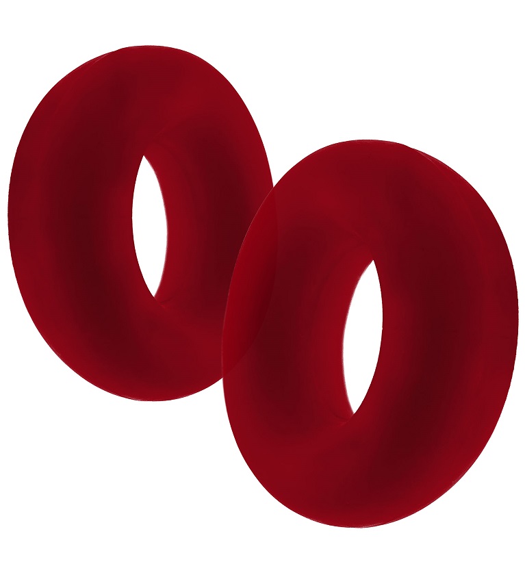 STIFFY 2-pack cockrings 2 non-roll grippy rings designed to ... Hunkyjunk - Stiffy Bulge Rings - Red photo-2