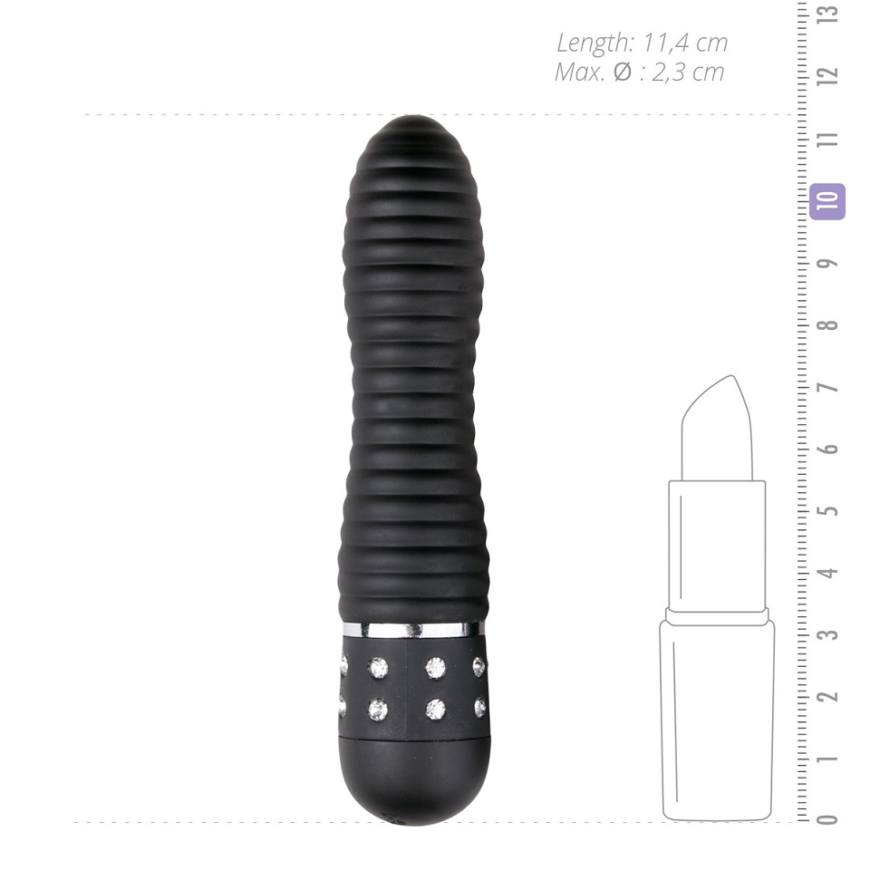 Diamonds are a girl's best friend, and so is this cute l... Easytoys - Diamond Ribbed Mini Vibrator - Black photo-3