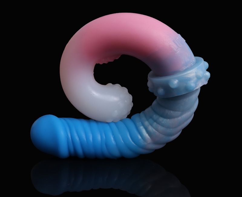The simulated glans combined with the convex glans, the doub... FAAK - Convex Glans Double Dildo - Macaron photo-8